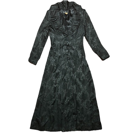 VTG JESSICA MCCLINTOCK Millennium black duster coat dress Sz L whimsigoth *flaw
